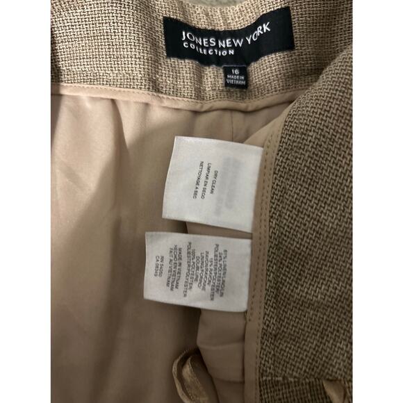 Jones New York Collection Pants Slacks Trousers SZ 16 Linen Brown Straight Leg - Picture 8 of 9